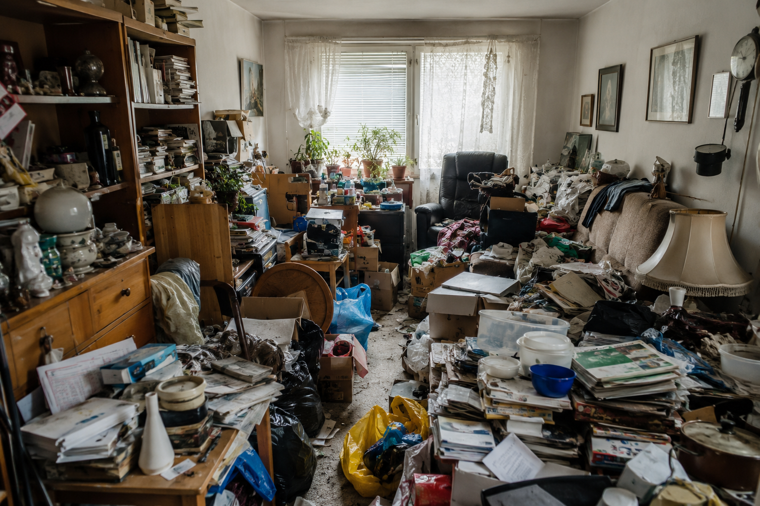 Bostad med omfattande nedsmutsning och ansamling av föremål som behöver professionell sanering
